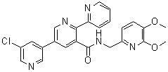 structure of CAS# 1207253-08-4, 5''-氯-N-[(5,6-二甲氧基-2-吡啶基)甲基][2,2':5',3''-三联吡啶]-3'-甲酰胺