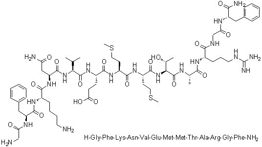CAS # 120928-88-3, Manduca sexta allatotropin, Glycyl-L-phenylalanyl-L-lysyl-L-asparaginyl-L-valyl-L-alpha-glutamyl-L-methionyl-L-methionyl-L-threonyl-L-alanyl-L-arginylglycyl-L-phenylalaninamide, Manse-AT