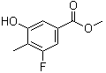 structure of CAS# 1215031-99-4, 3-Fluoro-5-hydroxy-4-methylbenzoic acid methyl ester