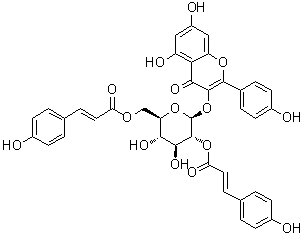 CAS 登录号：121651-61-4, 山柰酚-3-O-(2,6-二-O-反式-对香豆酰基)-beta-D-吡喃葡萄糖苷
