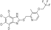 CAS # 1216682-38-0, Lansoprazole Sulfide-d<sub>4</sub>, 4,5,6,7-Tetradeuterio-2-[[3-methyl-4-(2,2,2-trifluoroethoxy)pyridin-2-yl]methylsulfanyl]-1H-benzimidazole