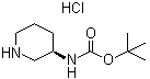 structure of CAS# 1217656-59-1, N-(3R)-3-Piperidinylcarbamic acid 1,1-dimethylethyl ester hydrochloride (1:1)