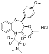 CAS # 1217769-52-2, Diltiazem-d4 hydrochloride, [(2S,3S)-2-(4-methoxyphenyl)-4-oxo-5-[1,1,2,2-tetradeuterio-2-(dimethylamino)ethyl]-2,3-dihydro-1,5-benzothiazepin-3-yl] acetate,hydrochloride