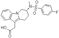 structure of CAS# 1218918-62-7, (7R)-7-[[(4-Fluorophenyl)sulfonyl]methylamino]-6,7,8,9-tetrahydropyrido[1,2-a]indole-10-acetic acid