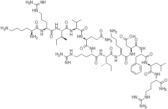 CAS # 1218951-51-9, L-Lysyl-L-arginyl-L-isoleucyl-L-valyl-L-glutaminyl-L-arginyl-L-isoleucyl-L-lysyl-L-alpha-aspartyl-L-phenylalanyl-L-leucyl-L-argininamide