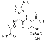 CAS # 1219444-93-5, Aztreonam Amide, 2-{[(2Z)-2-{[(1-Amino-2-methyl-1-oxopropan-2-yl)oxy]imino}-2-(2-amino-1,3-thiazol-4-yl)acetyl]amino}-3-(sulfoamino)butanoic acid