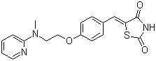 structure of CAS# 122320-74-5, 5-[[4-[2-(N-甲基-N-2-吡啶基)氨基]乙氧基]苯基]亚甲基]-2,4-噻唑烷二酮