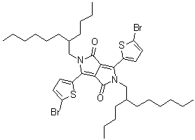 CAS 登录号：1224709-68-5, 3,6-二(5-溴-2-噻吩基)-2,5-二(2-丁基辛基)-2,5-二氢吡咯并[3,4-c]吡咯-1,4-二酮