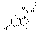 structure of CAS# 1228183-72-9, 3-Iodo-5-(trifluoromethyl)-1H-pyrrolo[2,3-b]pyridine-1-carboxylic acid 1,1-dimethylethyl ester