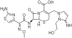 CAS 登录号：122841-10-5, 头孢噻利, (6R,7R)-7-[[(2Z)-2-(2-氨基-1,3-噻唑-4-基)-2-甲氧基亚氨乙酰]氨基]-3-[[2-(2-羟乙基)-3-亚氨基吡唑-1-基]甲基]-8-氧代-5-硫-1-氮杂双环[4.2.0]辛-2-烯-2-甲酸