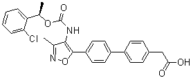 structure of CAS# 1228690-19-4, 4'-[4-[[[(1R)-1-(2-Chlorophenyl)ethoxy]carbonyl]amino]-3-methyl-5-isoxazolyl]-[1,1'-biphenyl]-4-acetic acid