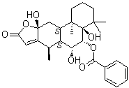 CAS # 1228964-10-0, (4aR,5R,6R,6aS,7R,10aR,11aS,11bR)-5-(Benzoyloxy)-2,3,4,4a,5,6,6a,7,10a,11,11a,11b-dodecahydro-4a,6,10a-trihydroxy-4,4,7,11b-tetramethylphenanthro[3,2-b]furan-9(1H)-one