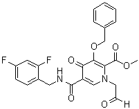 structure of CAS# 1229006-25-0, Methyl 5-[[[(2,4-difluorophenyl)methyl]amino]carbonyl]-1-(2-oxoethyl)-4-oxo-3-[(phenylmethyl)oxy]-1,4-dihydro-2-pyridinecarboxylate