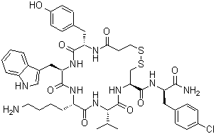 CAS 登录号：123528-93-8, N-(3-巯基-1-氧代丙基)-L-酪氨酰-D-色氨酰-L-赖氨酰-L-缬氨酰-L-半胱氨酰-4-氯-D-苯丙氨酰胺环(1→5)-二硫醚