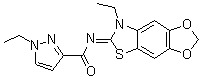 CAS 登录号：1235676-72-8, 1-乙基-N-(7-乙基-1,3-二氧杂环戊烯并[4,5-f]苯并噻唑-6(7H)-亚基)-1H-吡唑-3-甲酰胺
