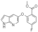 structure of CAS# 1235865-75-4, Methyl 2-[(1H-pyrrolo[2,3-b]pyridin-5-yl)oxy]-4-fluorobenzoate