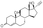 CAS # 1236-00-6, 10beta,17-Dihydroxy-19-nor-17alpha-pregn-4-en-20-yn-3-one, 10beta-Hydroxy-19-norethisterone, 10beta-Hydroxynorethindrone, 10beta-Hydroxynorethisterone, 17alpha-Ethinyl-10beta,17beta-dihydroxyestr-4-en-3-one, 17alpha-Ethynyl-10beta,17beta-dihydroxy-4-estren-3-one, NSC 63012