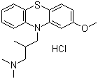 CAS # 1236-99-3, Levomepromazine hydrochloride, 10-(3-Dimethylamino-2-methylpropyl)-2-methoxyphenothiazine hydrochloride