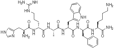 L-Histidyl-D-arginyl-L-alanyl-L-tryptophyl-D-phenylalanyl-L-lysinamide molecular structure (CAS 123689-72-5)