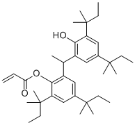 CAS # 123968-25-2, Antioxidant GS, [2-[1-[2-hydroxy-3,5-bis(2-methylbutan-2-yl)phenyl]ethyl]-4,6-bis(2-methylbutan-2-yl)phenyl] prop-2-enoate