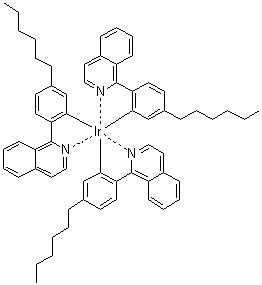 structure of CAS# 1240249-29-9, Tris[5-hexyl-2-(1-isoquinolinyl)phenyl]iridium