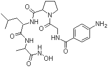 structure of CAS# 124168-73-6, 4-Aminobenzoyl-Gly-Pro-D-Leu-D-Ala hydroxamic acid