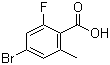structure of CAS# 1242157-23-8, 4-Bromo-2-fluoro-6-methylbenzoic acid
