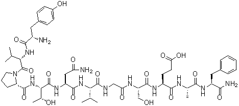 L-酪氨酰-L-缬氨酰-L-脯氨酰-L-苏氨酰-L-天冬氨酰胺酰-L-缬氨酰甘氨酰-L-丝氨酰-L-alpha-谷氨酰-L-丙氨酰-L-苯丙氨酰胺分子结构 (CAS 124501-79-7)