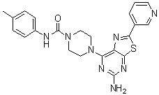 structure of CAS# 1245319-54-3, 4-[5-Amino-2-(pyridin-3-yl)thiazolo[5,4-d]pyrimidin-7-yl]-N-(p-tolyl)piperazine-1-carboxamide