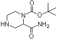 structure of CAS# 1246030-06-7, 2-(Aminocarbonyl)-1-piperazinecarboxylic acid 1,1-dimethylethyl ester