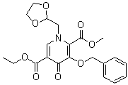 CAS # 1246616-85-2, 1-(1,3-Dioxolan-2-ylmethyl)-1,4-dihydro-4-oxo-3-(phenylmethoxy)-2,5-pyridinedicarboxylic acid 5-ethyl 2-methyl ester