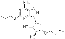structure of CAS# 1251765-07-7, (1S,2S,3R,5S)-3-[7-Amino-5-(propylthio)-3H-1,2,3-triazolo[4,5-d]pyrimidin-3-yl]-5-(2-hydroxyethoxy)-1,2-cyclopentanediol