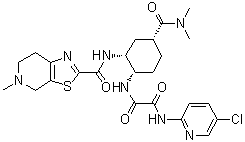 CAS # 1255529-26-0, N-(5-Chloropyridin-2-yl)-N'-[(1S,2R,4R)-4-[(dimethylamino)carbonyl]-2-[[(5-methyl-4,5,6,7-tetrahydrothiazolo[5,4-c]pyridin-2-yl)carbonyl]amino]cyclohexyl]ethanediamide