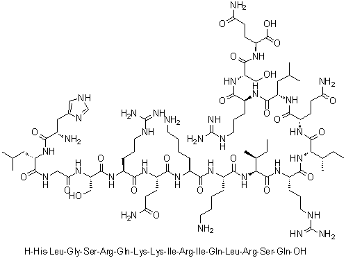 L-Histidyl-L-leucylglycyl-L-seryl-L-arginyl-L-glutaminyl-L-lysyl-L-lysyl-L-isoleucyl-L-arginyl-L-isoleucyl-L-glutaminyl-L-leucyl-L-arginyl-L-seryl-L-glutamine molecular structure (CAS 1256166-72-9)