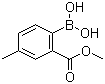 structure of CAS# 1256355-43-7, 2-Methoxycarbonyl-4-methylphenylboronic acid