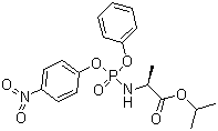 structure of CAS# 1256490-31-9, N-[(S)-(4-Nitrophenoxy)phenoxyphosphinyl]-L-alanine 1-methylethyl ester