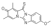 structure of CAS# 125656-82-8, 8-Methoxy-1,3-dimethyl-12-thioxo-pyrido[1',2':3,4]imidazo[1,2-a]benzimidazol-2(12H)-one