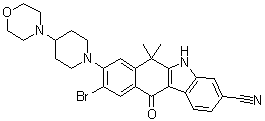 CAS # 1256579-62-0, 9-Bromo-6,11-dihydro-6,6-dimethyl-8-[4-(4-morpholinyl)-1-piperidinyl]-11-oxo-5H-benzo[b]carbazole-3-carbonitrile