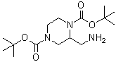 2-(氨基甲基)哌嗪-1,4-二羧酸二叔丁基酯分子结构 (CAS 1256815-07-2)