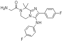 structure of CAS# 1261113-96-5, 2-Amino-1-[2-(4-fluorophenyl)-3-[(4-fluorophenyl)amino]-5,6-dihydro-8,8-dimethylimidazo[1,2-a]pyrazin-7(8H)-yl]ethanone