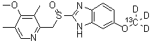 structure of CAS# 1261395-28-1, Omeprazole-(5-methoxy-<sup>13</sup>C,d<sub>3</sub>)