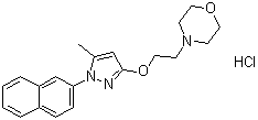 structure of CAS# 1265917-14-3, 4-[2-[[5-Methyl-1-(2-naphthalenyl)-1H-pyrazol-3-yl]oxy]ethyl]morpholine hydrochloride (1:1)
