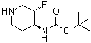 structure of CAS# 1268520-95-1, rel-N-[(3R,4R)-3-Fluoro-4-piperidinyl]carbamic acid 1,1-dimethylethyl ester