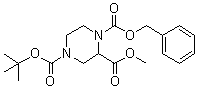 structure of CAS# 126937-42-6, 1-(苄氧羰基)-4-(叔-丁基氧羰基)哌嗪-2-羧酸甲酯