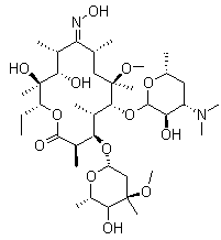 CAS 登录号：127253-06-9, 克拉霉素肟, 9(E)-6-O-甲基-红霉素肟