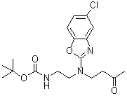 structure of CAS# 1276666-10-4, [2-[(5-Chloro-benzooxazol-2-yl)(3-oxobutyl)amino]ethyl]carbamic acid tert-butyl ester