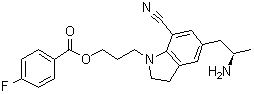 CAS 登录号：1277178-52-5, 4-氟苯甲酸 3-[5-[(2R)-2-氨基丙基]-7-氰基-2,3-二氢-1H-吲哚-1-基]丙基酯