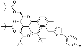 CAS 登录号：1283129-18-9, (1S)-1,5-脱水-1-C-[3-[[5-(4-氟苯基)-2-噻吩基]甲基]-4-甲基苯基]-D-山梨糖醇 2,3,4,6-四(2,2-二甲基丙酸酯)