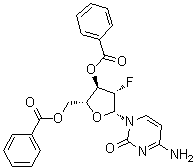 structure of CAS# 128495-99-8, 4-Amino-1-(3,5-di-O-benzoyl-2-deoxy-2-fluoro-beta-D-arabinofuranosyl)-2(1H)-pyrimidinone