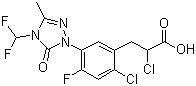 CAS 登录号：128621-72-7, 氟唑草酮, 唑草酮, 2-氯-3-(2-氯-5-(4-二氟甲基-3-甲基-5-氧代-1,2,4-三唑-1-基)-4-氟苯基)丙酸